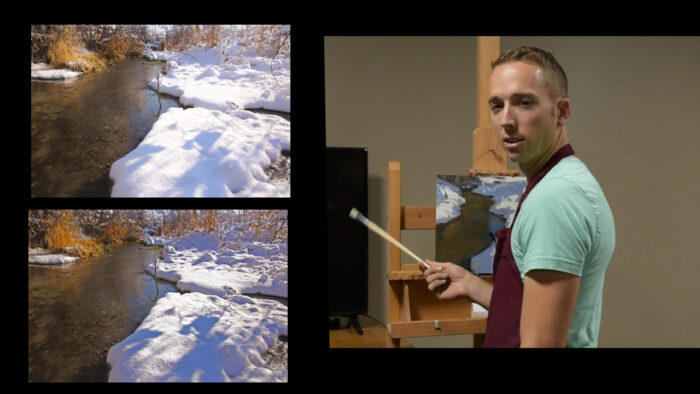 Josh clare oil painting the winter landscape